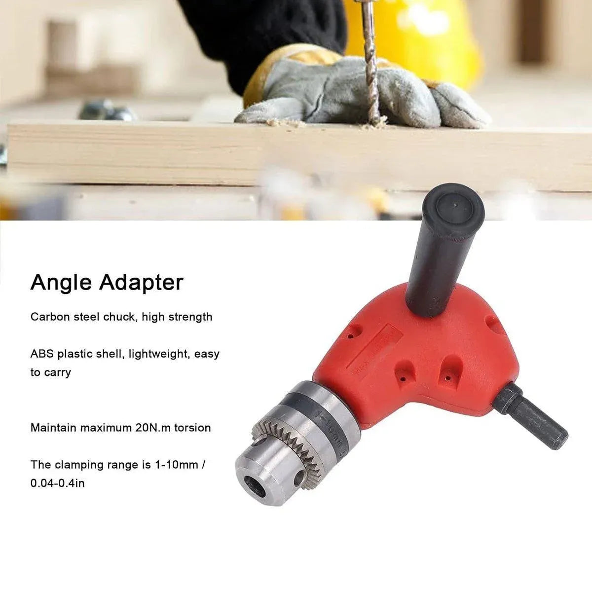 90-Degree Right Angle Drill Attachment 1/4inch Drive Adapter with Chuck Key Tools