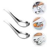 10pcs Stainless Steel Flat Bottom Spoon Household Kitchen Dining Soup Spoon Set