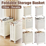Folding Portable Laundry Basket Multifunctional Storage for Bathroom Household - M-Beige