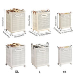 Folding Portable Laundry Basket Multifunctional Storage for Bathroom Household - M-Beige