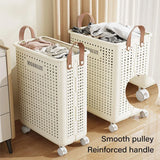 Folding Portable Laundry Basket Multifunctional Storage for Bathroom Household - M-Beige
