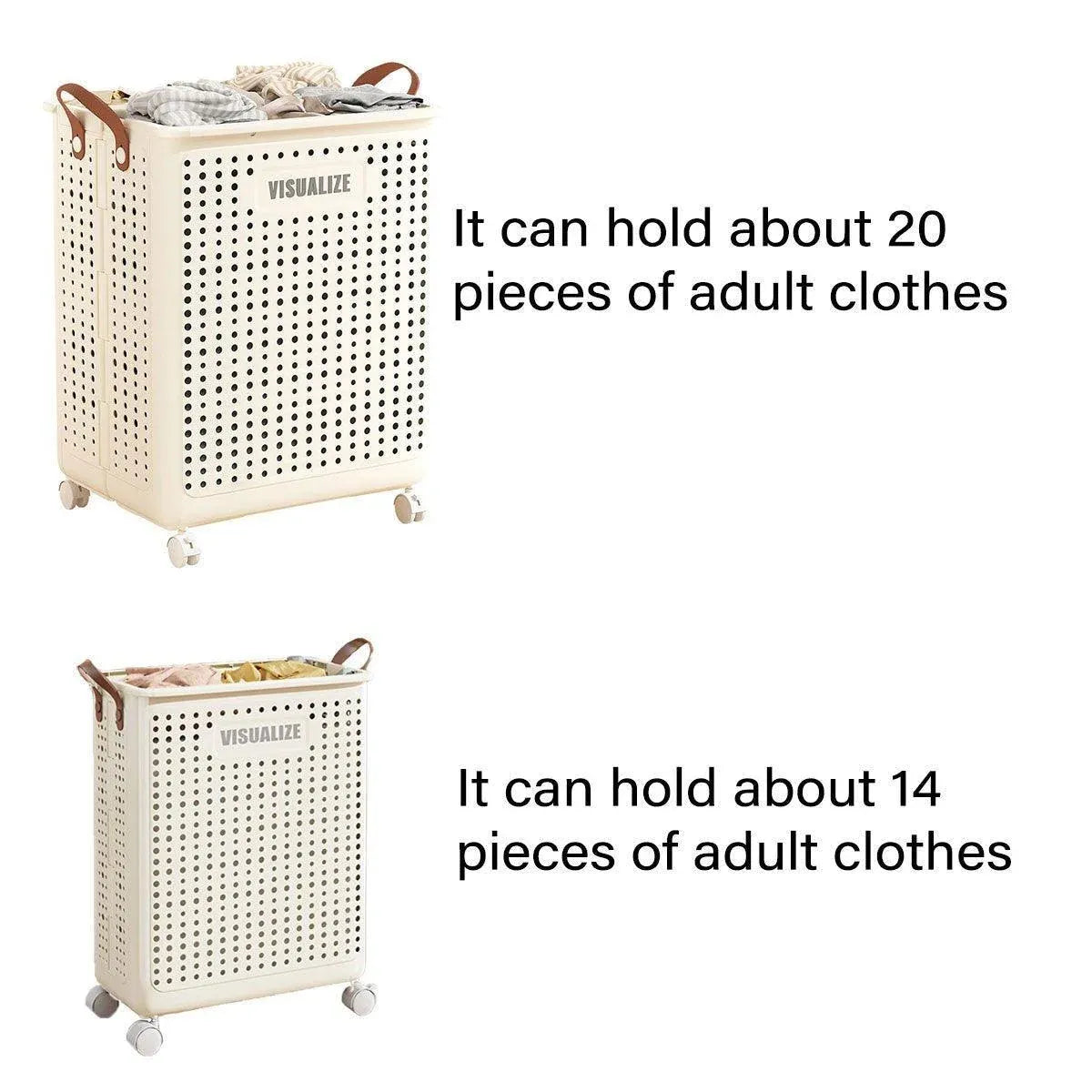 Folding Portable Laundry Basket Multifunctional Storage for Bathroom Household - M-Beige