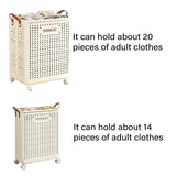 Folding Portable Laundry Basket Multifunctional Storage for Bathroom Household - M-Beige