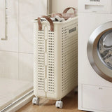 Folding Portable Laundry Basket Multifunctional Storage for Bathroom Household - M-Beige