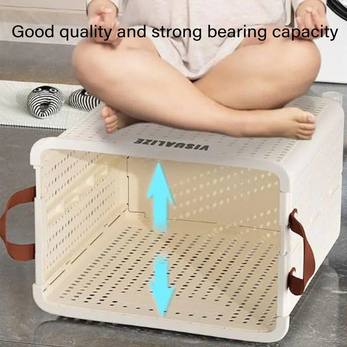 Folding Portable Laundry Basket Multifunctional Storage for Bathroom Household - M-Beige