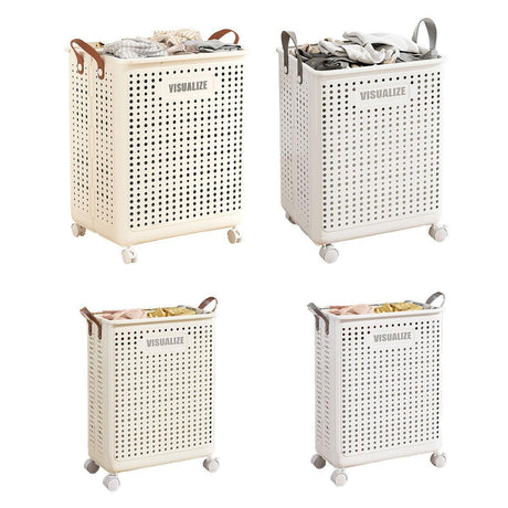 Folding Portable Laundry Basket Multifunctional Storage for Bathroom Household - M-Beige