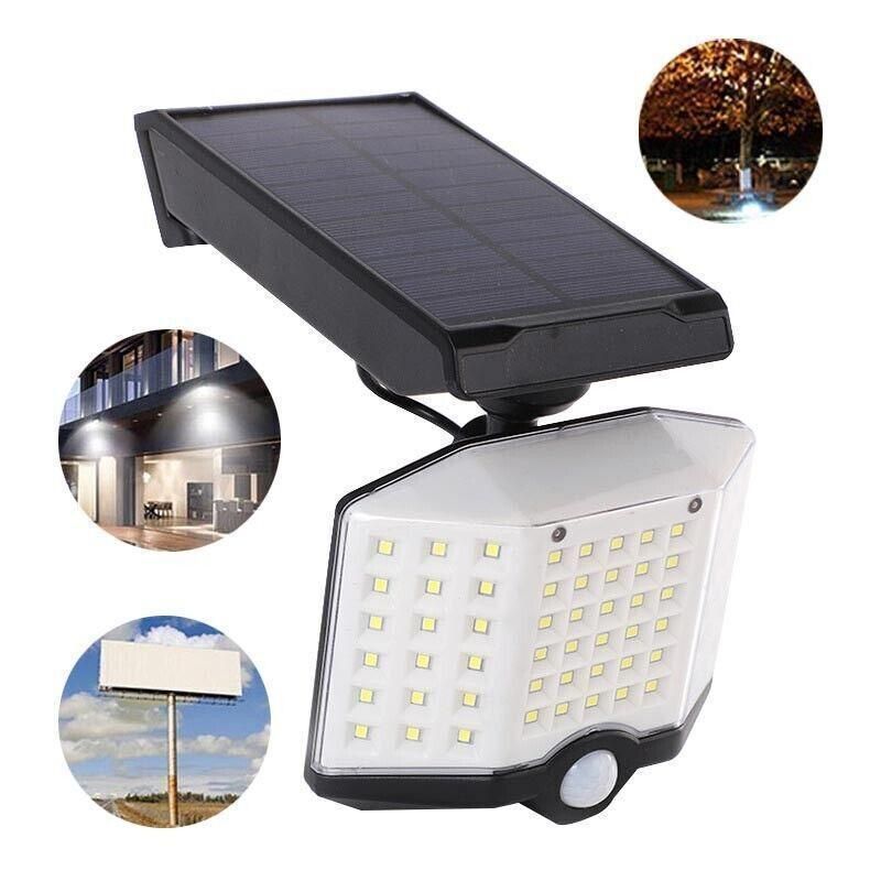 66 LED Solar Motion Sensor Light Outdoor Wall Security Lamp with 3 Heads