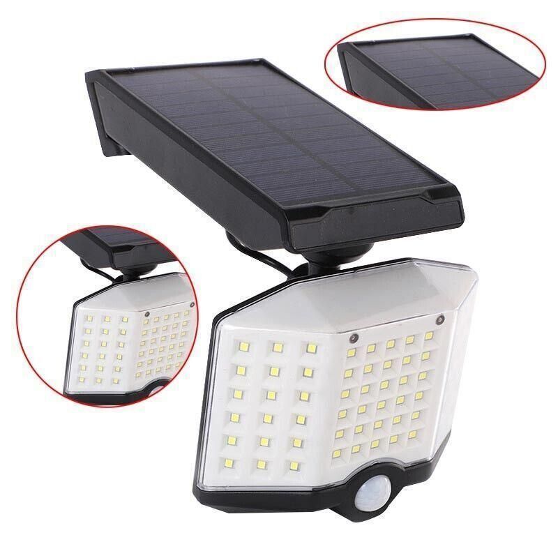 66 LED Solar Motion Sensor Light Outdoor Wall Security Lamp with 3 Heads