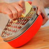Stainless Steel Kitchen Cheese Grater with Container Storing Fruits Cheese Box - Black