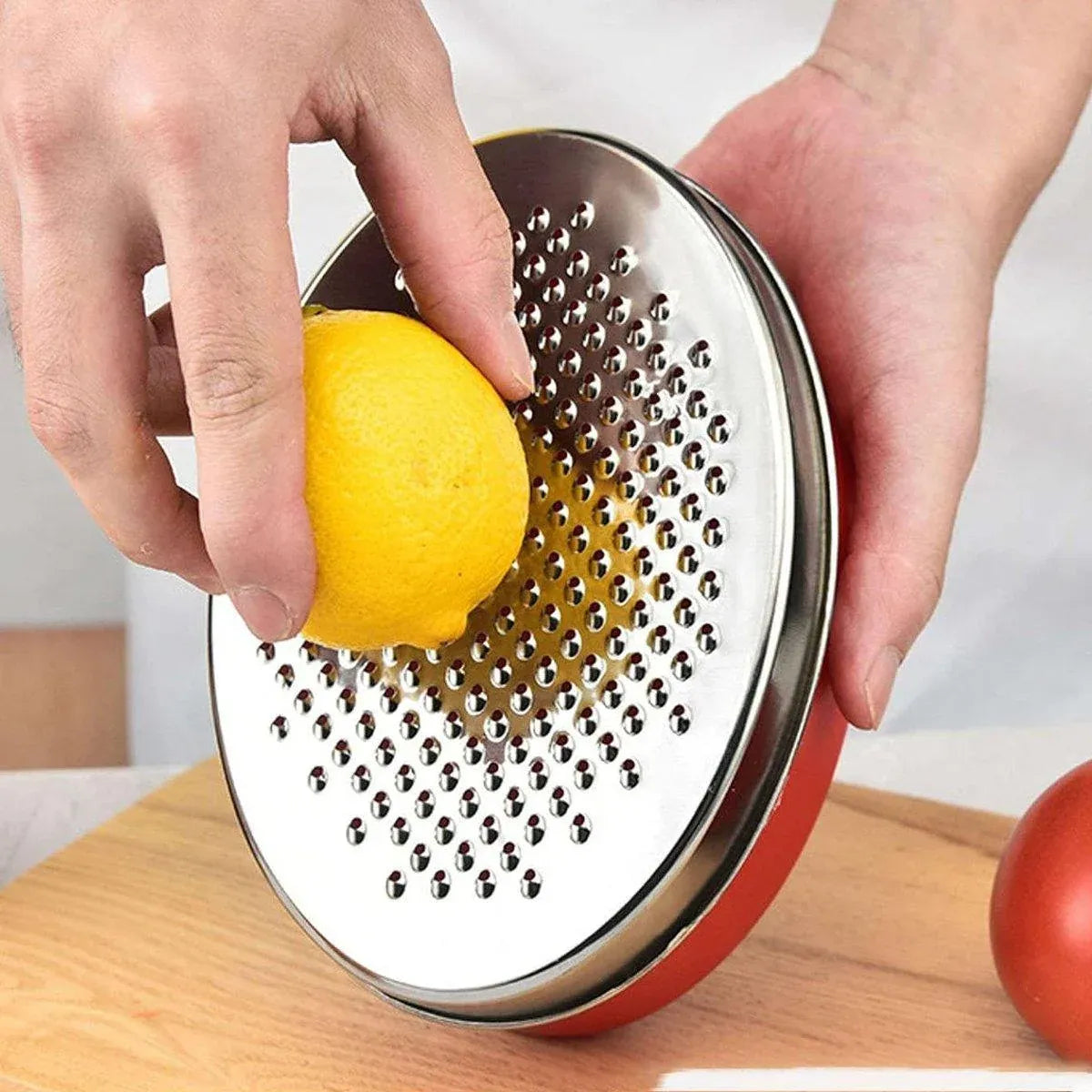 Stainless Steel Kitchen Cheese Grater with Container Storing Fruits Cheese Box - Grey