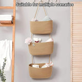 3 Layer Wall Mounted Storage Basket Hanging Organizer Rack for Household Items - White