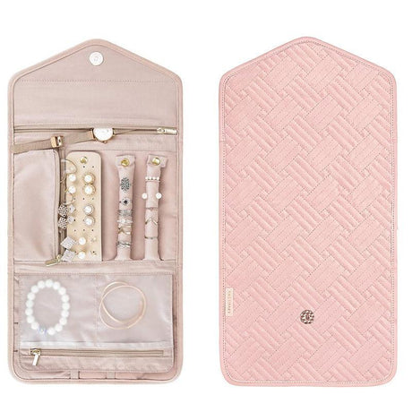 Periea Travel Jewellery Roll -Jewellery Travel Pouch Portable Case Box Organiser - Pink
