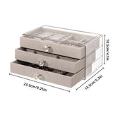 Three Layer Flannel Jewelry Storage Box Dustproof Drawer Organizer for Earrings - Grey