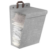 Foldable Laundry Basket Wall Mounted Clothes Storage Basket Household Organizer - Beige