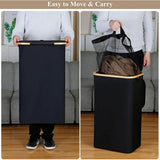 Bathroom Laundry Basket Large Clothes Hamper Dirty Laundry Storage Organizer - Black