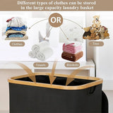 Bathroom Laundry Basket Large Clothes Hamper Dirty Laundry Storage Organizer - Black