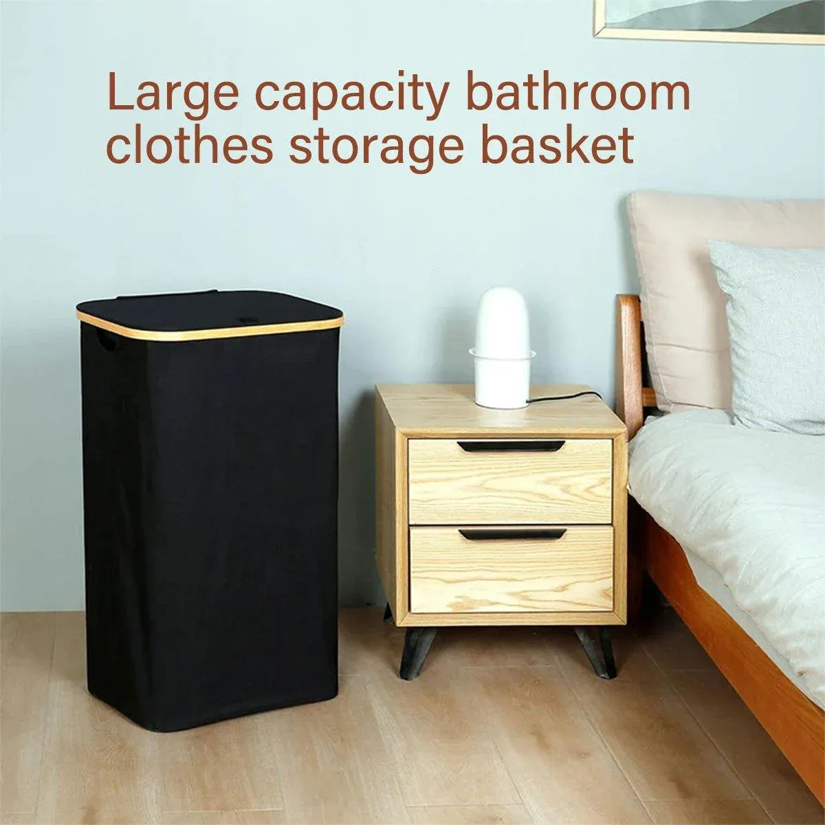 Bathroom Laundry Basket Large Clothes Hamper Dirty Laundry Storage Organizer - Black