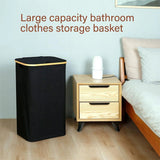 Bathroom Laundry Basket Large Clothes Hamper Dirty Laundry Storage Organizer - Black