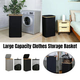 Bathroom Laundry Basket Large Clothes Hamper Dirty Laundry Storage Organizer - Black