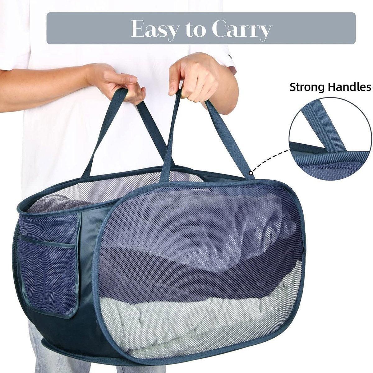 Large Folding Laundry Basket Collapsible Storage Organizer Dirty Clothes Hamper - Green