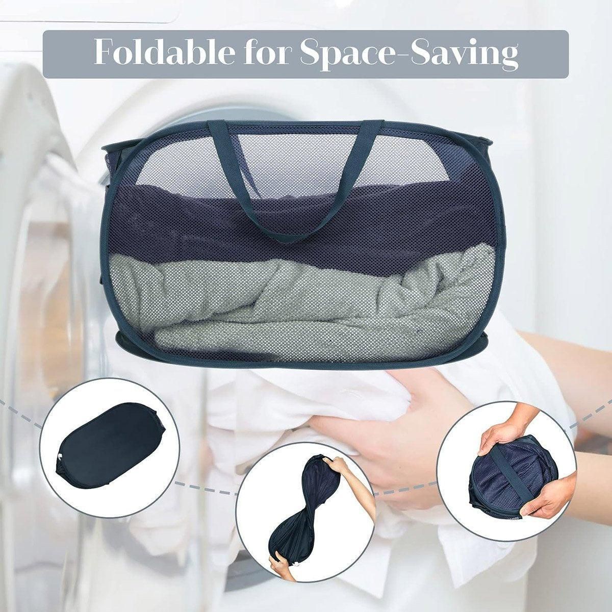 Large Folding Laundry Basket Collapsible Storage Organizer Dirty Clothes Hamper - Green
