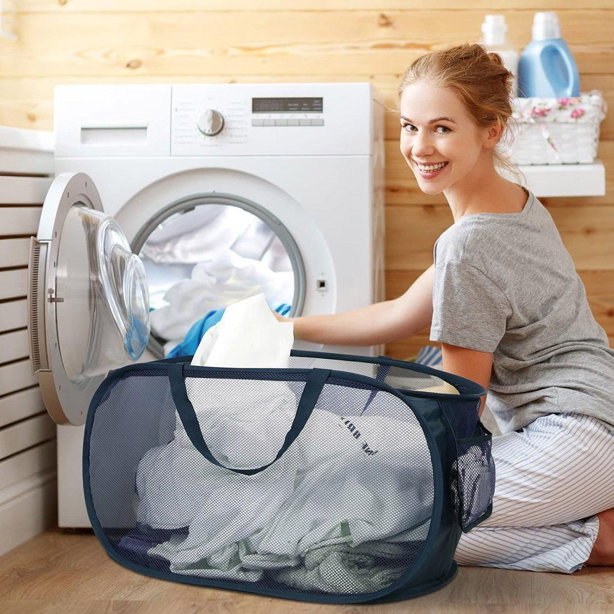 Large Folding Laundry Basket Collapsible Storage Organizer Dirty Clothes Hamper - Green