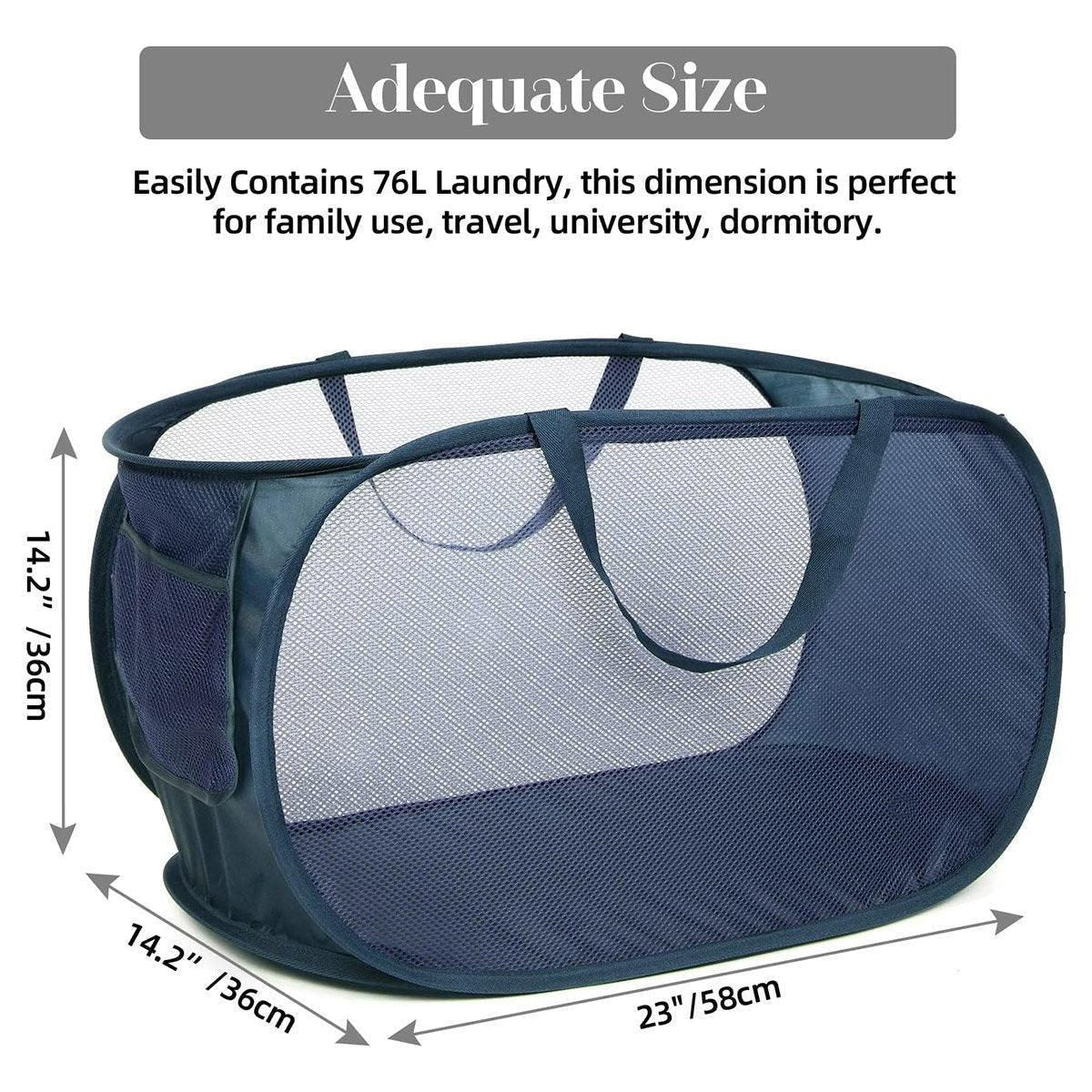 Large Folding Laundry Basket Collapsible Storage Organizer Dirty Clothes Hamper - Navy