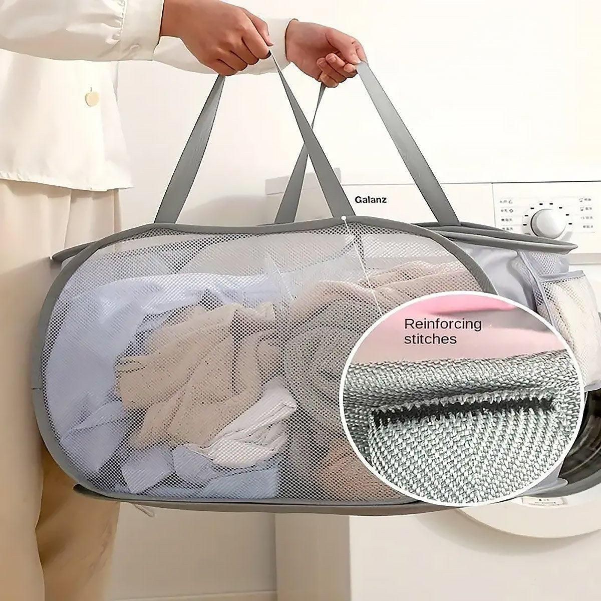 Large Folding Laundry Basket Collapsible Storage Organizer Dirty Clothes Hamper - White