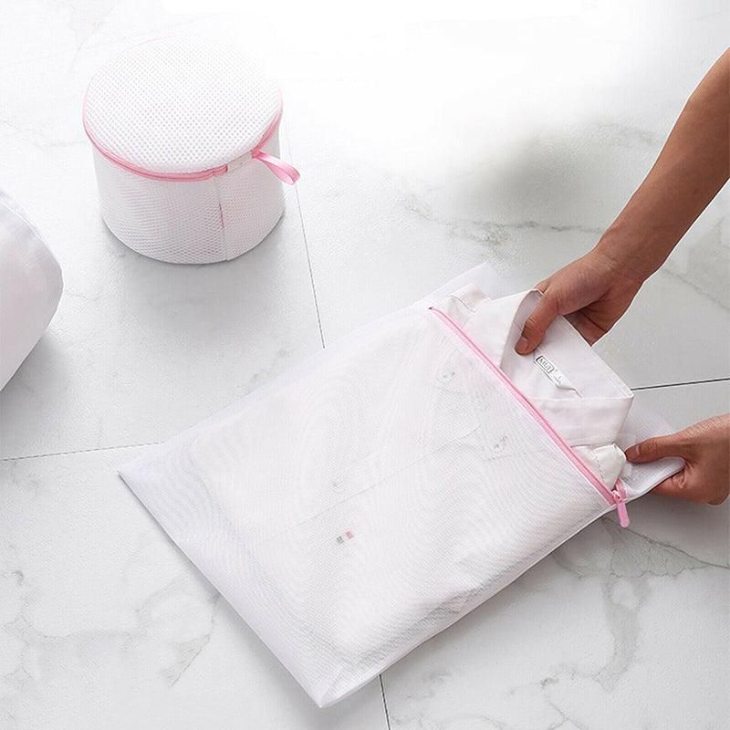 5pcs Zipper Mesh Laundry Bags Set Clothes Washing Organiser for Delicates - Pink