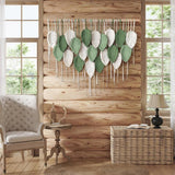 Cotton Rope Woven Leaves Tapestry Wall Hanging for Living Room Bedroom Decor
