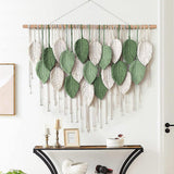 Cotton Rope Woven Leaves Tapestry Wall Hanging for Living Room Bedroom Decor