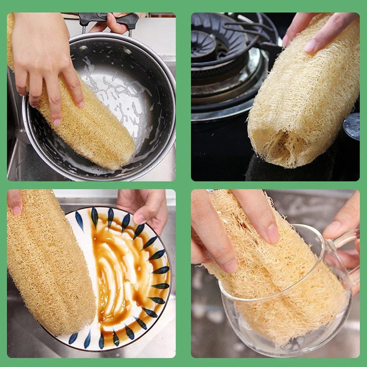Natural Loofah Sponge Kitchen Scrubber for Dishwashing Pot Cleaning 5 Pack
