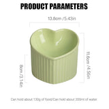Love Shape Slanted Cat Bowl Ceramic Pet Bowl for Cats Food Water Feeding Dish - Black