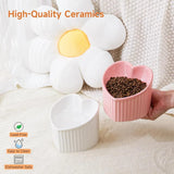 Love Shape Slanted Cat Bowl Ceramic Pet Bowl for Cats Food Water Feeding Dish - Black