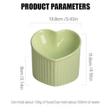 Love Shape Slanted Cat Bowl Ceramic Pet Bowl for Cats Food Water Feeding Dish - Green