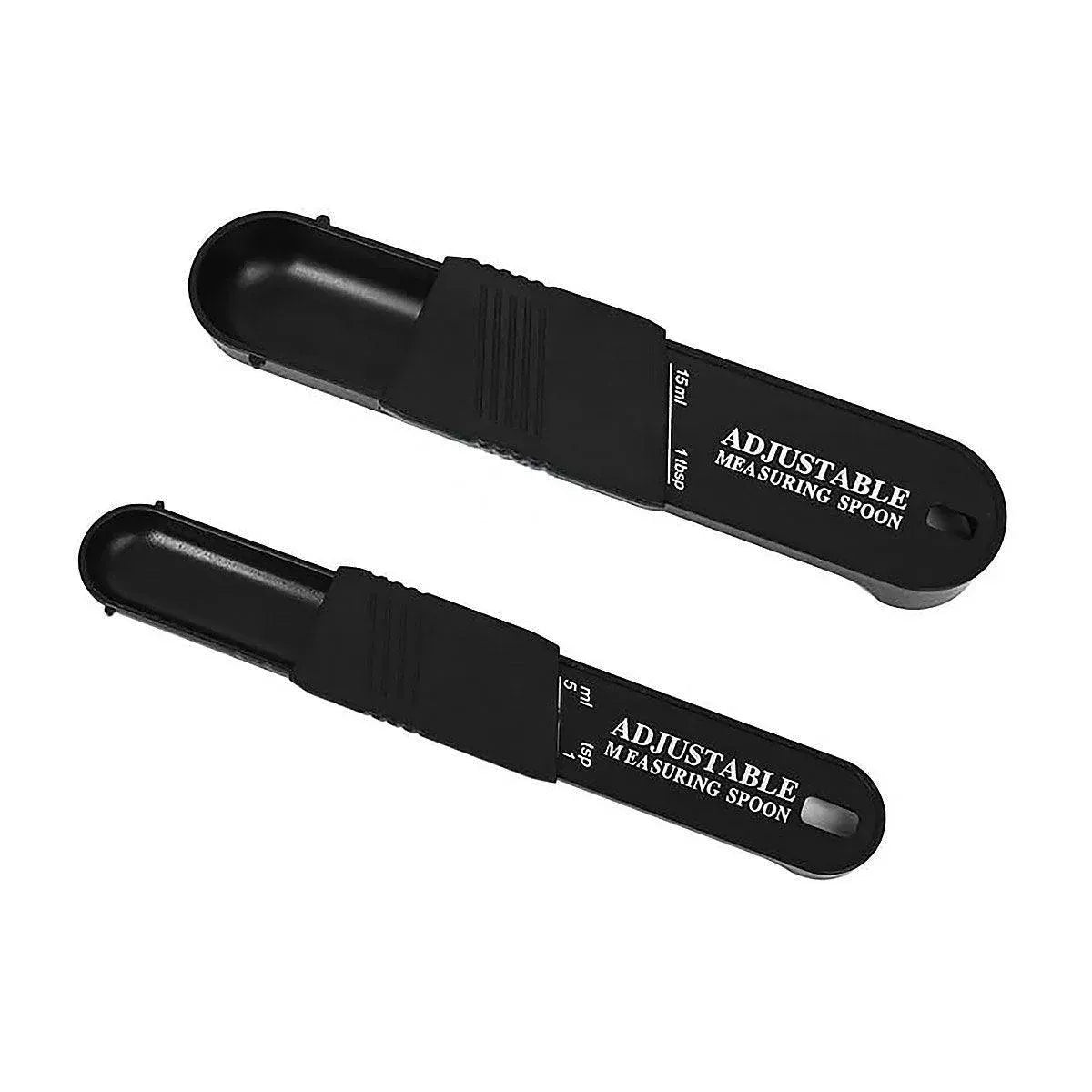 2PCS Adjustable ml Gram Plastic Measuring Spoon Scale Kitchen For Metering Spoon - Black