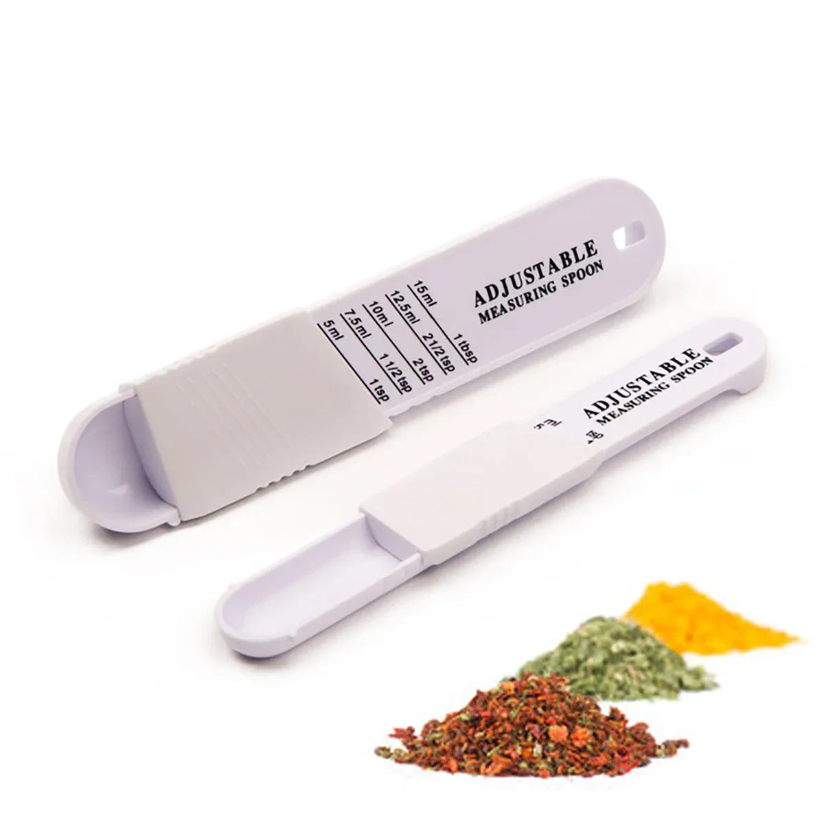 2PCS Adjustable ml Gram Plastic Measuring Spoon Scale Kitchen For Metering Spoon - Black