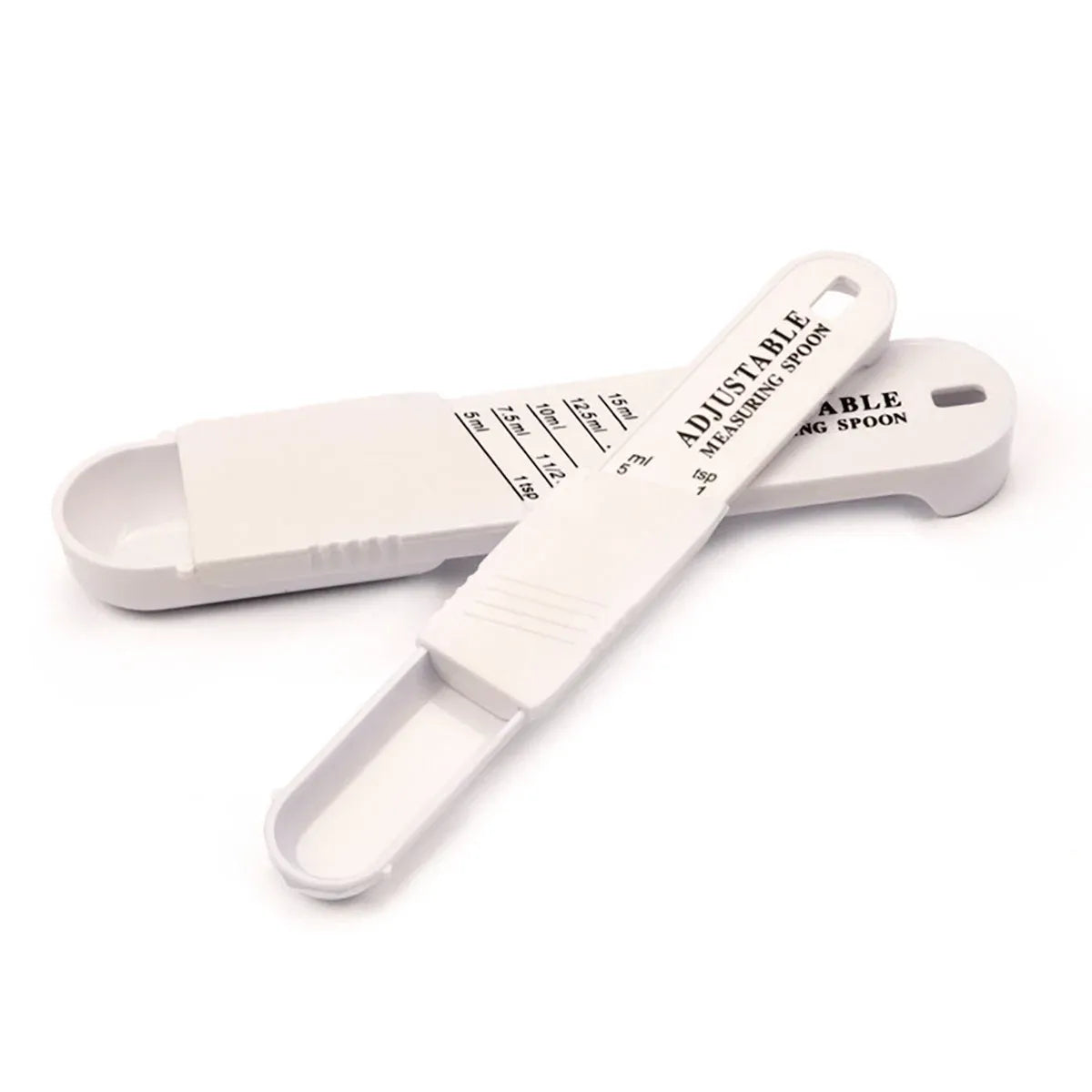 2PCS Adjustable ml Gram Plastic Measuring Spoon Scale Kitchen For Metering Spoon - White