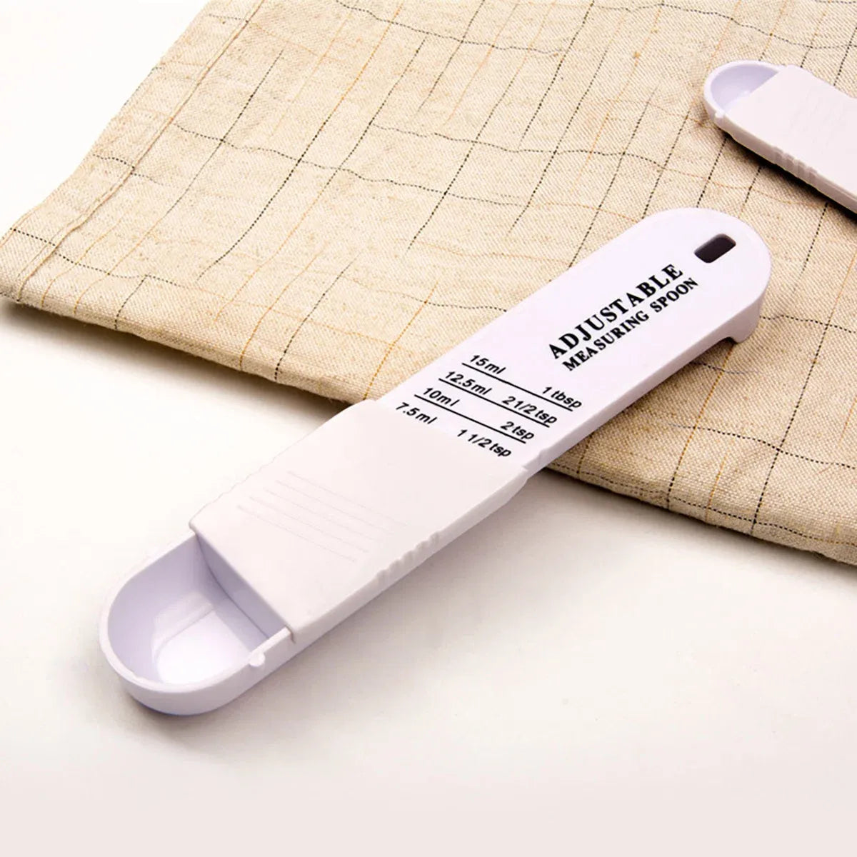 2PCS Adjustable ml Gram Plastic Measuring Spoon Scale Kitchen For Metering Spoon - White