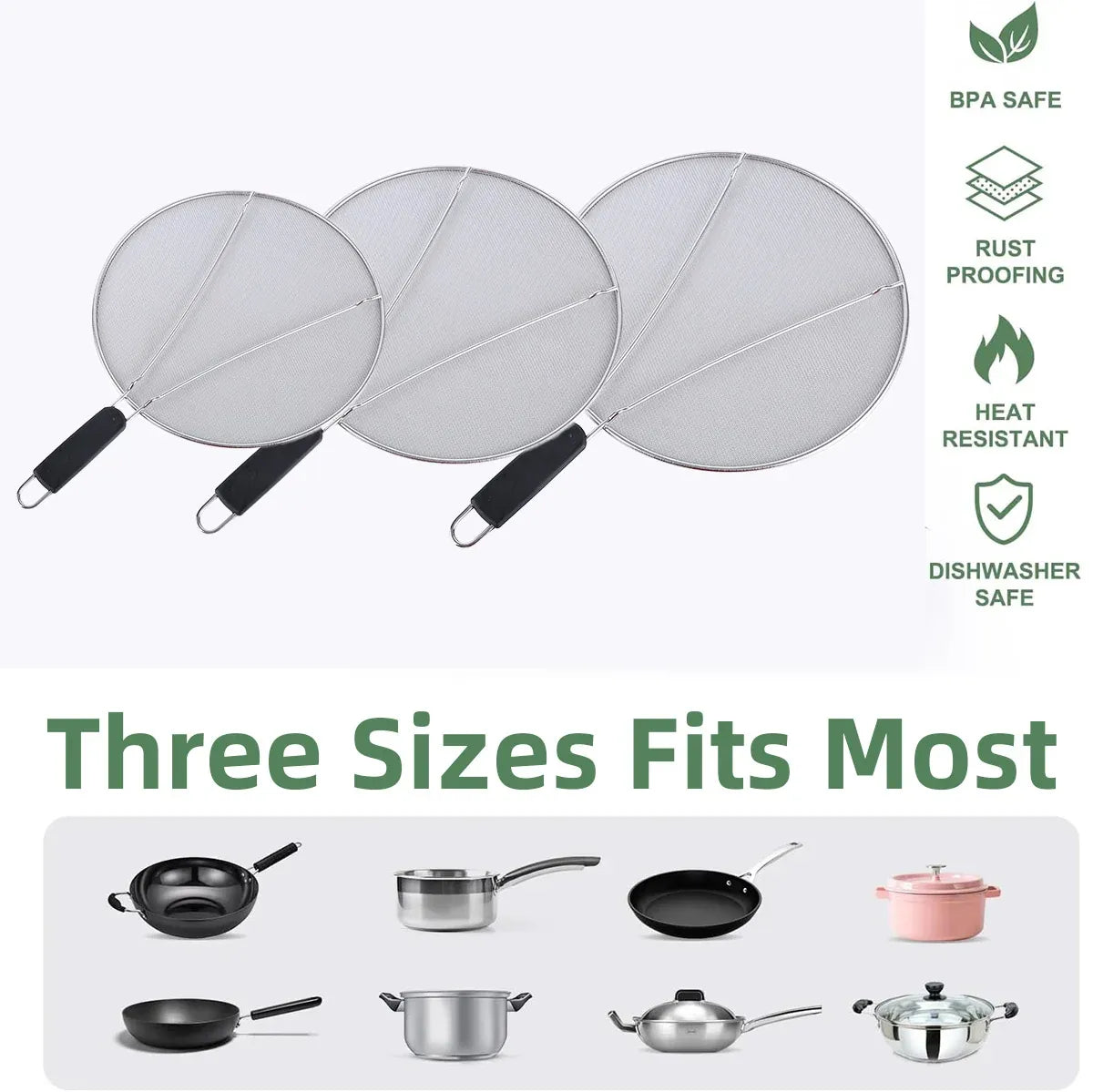 Stainless Steel Mesh Cover Anti Scald Filter Screen Anti Splash Lid For Kitchen - 25cm