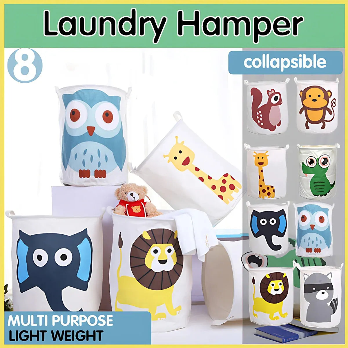 Collapsible Laundry Hamper Basket Storage Clothes Bag Washing Bin Toy Organiser - 03