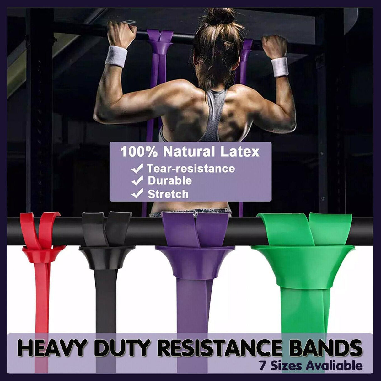Heavy Duty Resistance Yoga Band Loop Exercise Fitness Workout Band Gym Band - Green 50-125 lbs (45mm*2080mm)