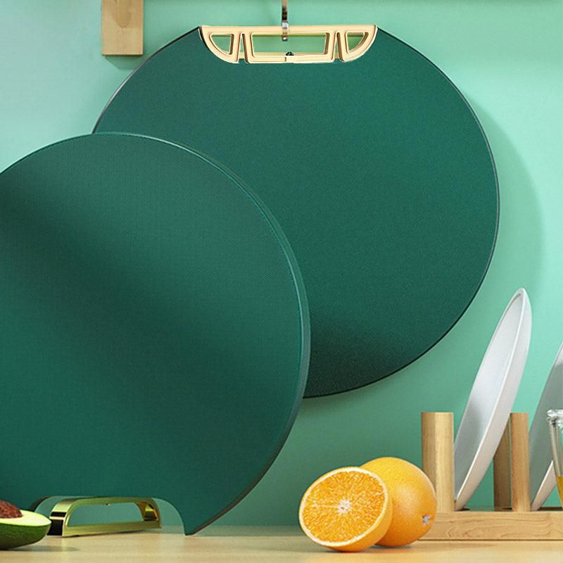 Round Green Plastic Kitchen Chopping Board Household Food Cutting Board Tool - 35cm