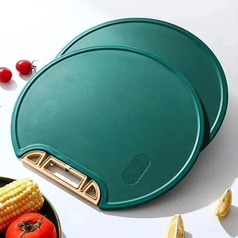 Round Green Plastic Kitchen Chopping Board Household Food Cutting Board Tool - 35cm
