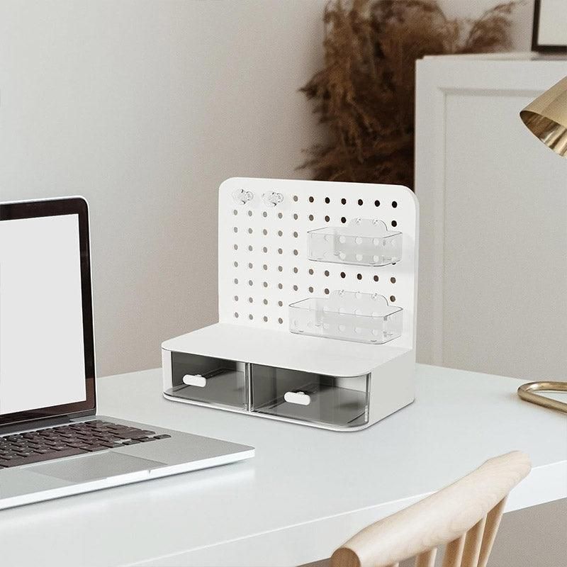 Desktop Storage Box Drawer Organizer Hole Plate Shelf Sub Storage Solution