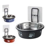 Stainless Steel Pet Bowl Hanging Cat Food Water Bowl Durable for Dogs and Cats - Black-14cm
