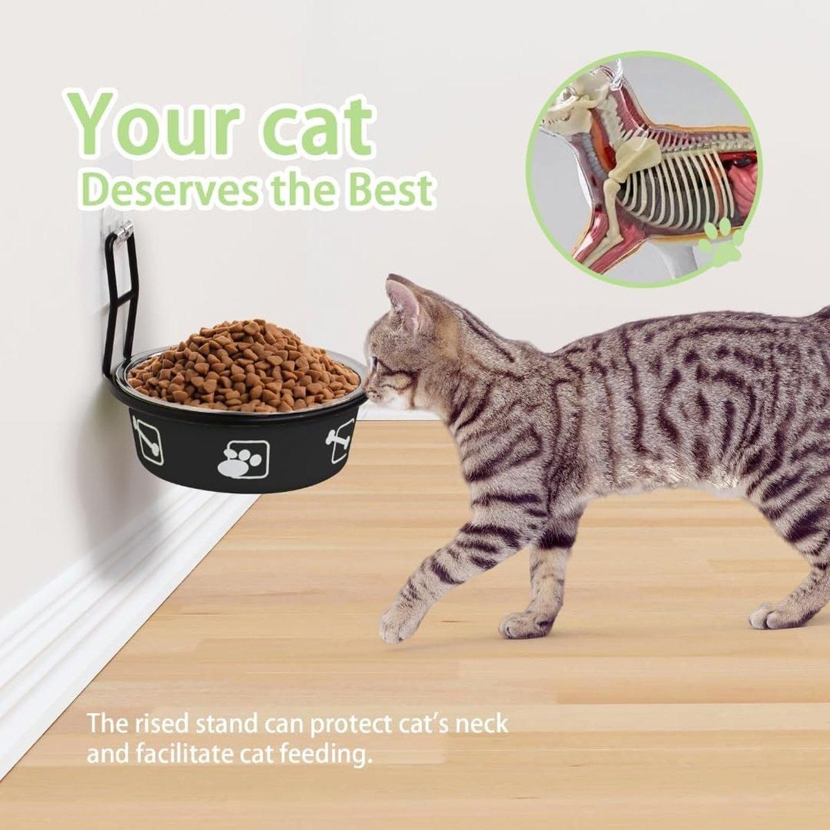 Stainless Steel Pet Bowl Hanging Cat Food Water Bowl Durable for Dogs and Cats - Blue-12cm