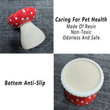 Pet Elevated Mushroom Bowl Ceramic Cat Dog Bowl Dish Food Feeder Raised Cat Bowl - Red