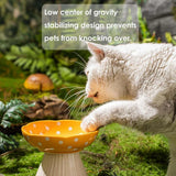 Pet Elevated Mushroom Bowl Ceramic Cat Dog Bowl Dish Food Feeder Raised Cat Bowl - Yellow