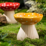 Pet Elevated Mushroom Bowl Ceramic Cat Dog Bowl Dish Food Feeder Raised Cat Bowl - Yellow